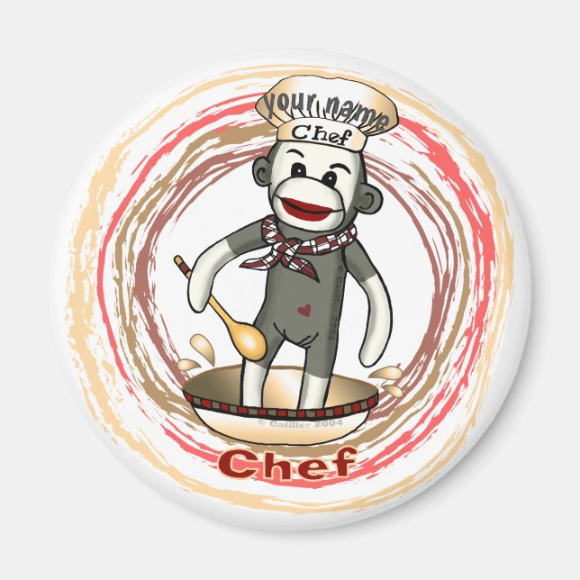 Sock monkey Chef magnet (Framsidan)