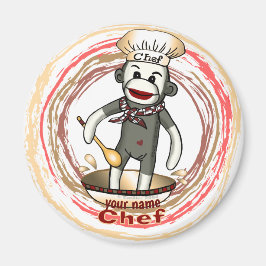 Sock monkey Chef magnet
