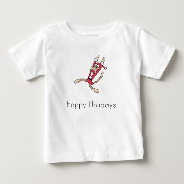 sock monkey christmas pyjamas t-shirt (Framsida)