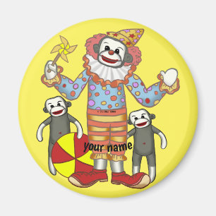 Sock monkey Clown Magnet