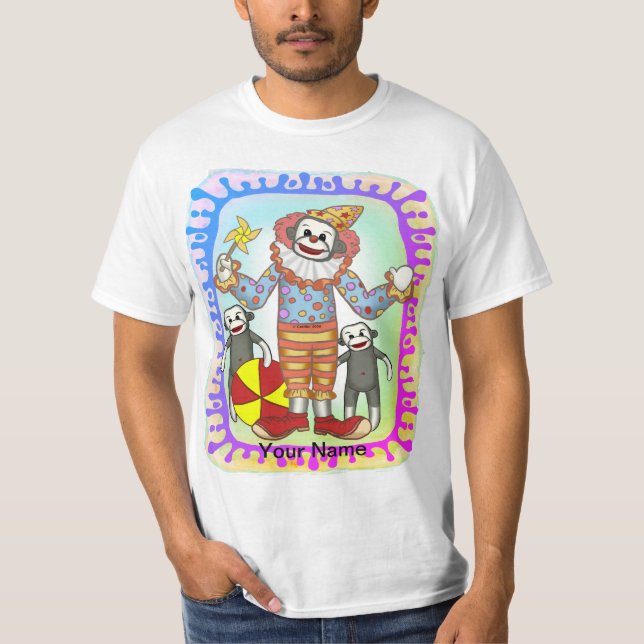 Sock monkey Clown T Shirt (Framsida)