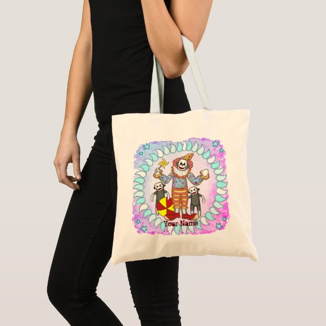 Sock monkey Clown tote bags Tygkasse (Framsida (produkt))