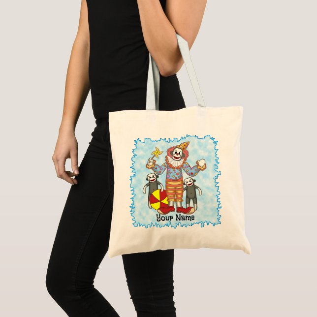 Sock monkey Clown tote bags Tygkasse (Framsida (produkt))