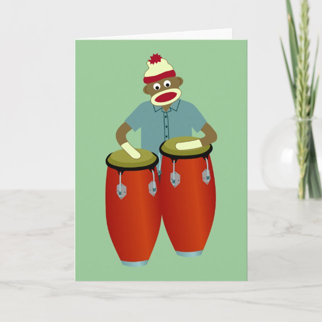 Sock monkey Conga Drums Kort (Framsida)