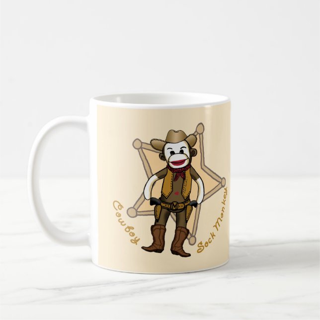 Sock monkey Cowboy Mugg (Vänster)