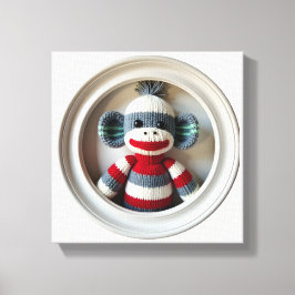 Sock monkey-delight med stripe Canvastryck