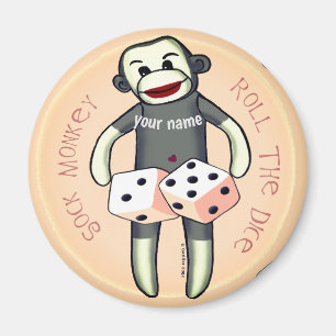 Sock monkey Dice Magnet