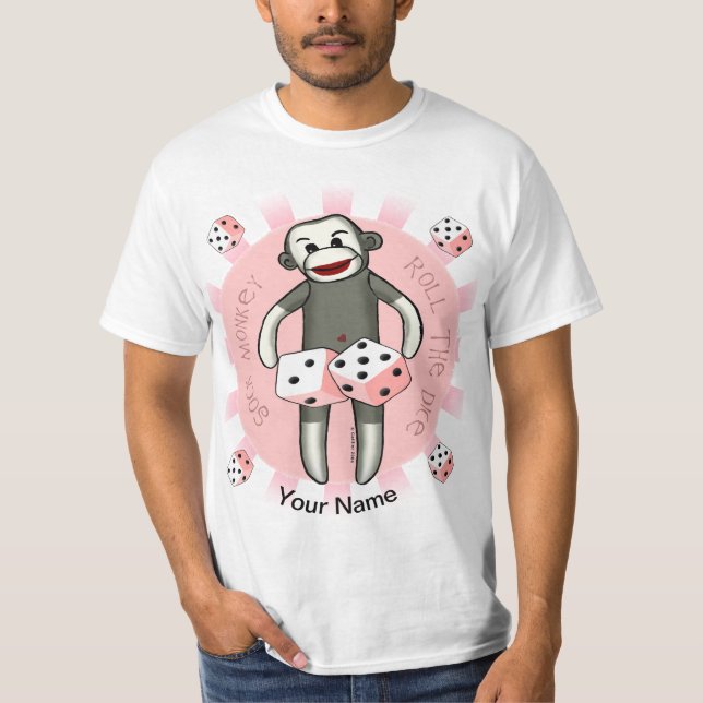 Sock monkey Dice T Shirt (Framsida)