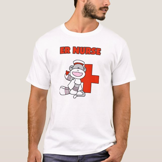 Sock monkey ER Nurse T-shirts och presenter (Framsida)