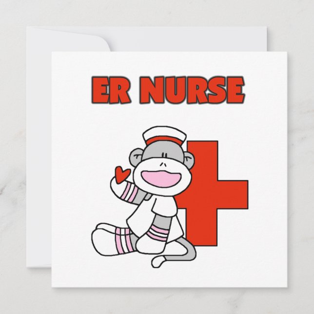 Sock monkey ER Nurse T-shirts och presenter (Framsida)
