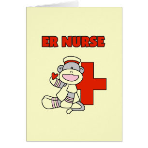 Sock monkey ER Nurse T-shirts och presenter Hälsningskort