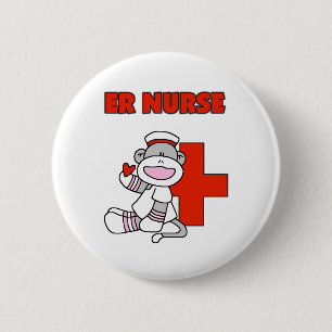 Sock monkey ER Nurse T-shirts och presenter Knapp