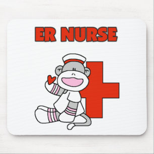 Sock monkey ER Nurse T-shirts och presenter Musmatta