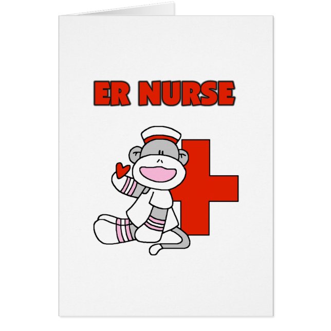 Sock monkey ER Nurse T-shirts och presenter OBS Kort (Framsidan)