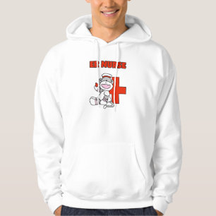 Sock monkey ER Nurse T-shirts och presenter Tröja Med Luva