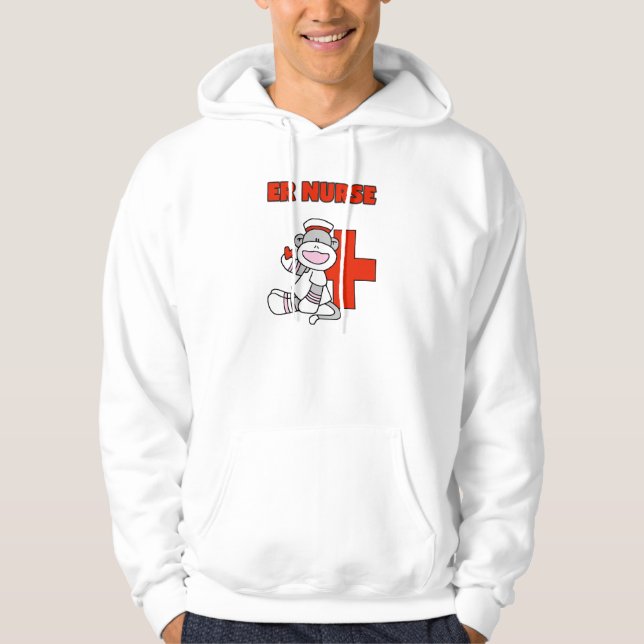 Sock monkey ER Nurse T-shirts och presenter Tröja Med Luva (Framsida)