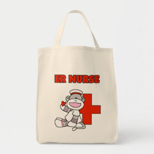 Sock monkey ER Nurse T-shirts och presenter Tygkasse