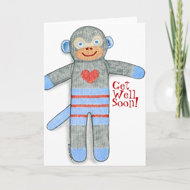 Sock monkey får det väl kortet kort (Framsida)