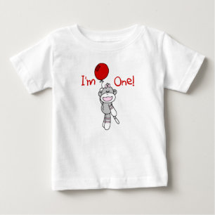 Sock monkey flicka 1:a födelsedagen t-shirt
