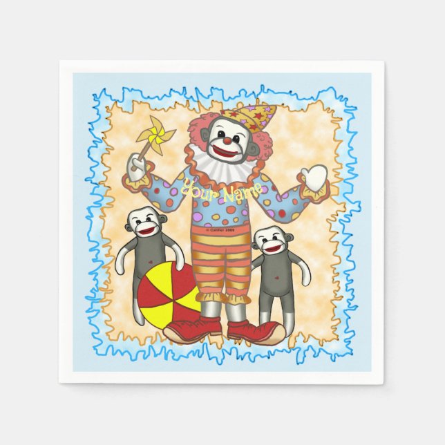 Sock monkey födelsedag pappersservett (Framsidan)