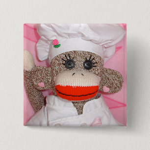 Sock monkey för botron klämmer fast knapp