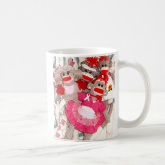 Sock monkey för den rosa bandmuggen för bot kaffemugg