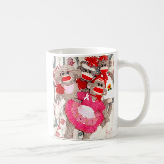 Sock monkey för den rosa bandmuggen för bot kaffemugg (Höger)