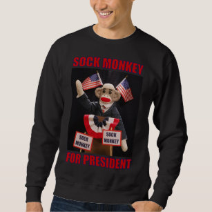 Sock monkey för president färgad lång ärmad tröja