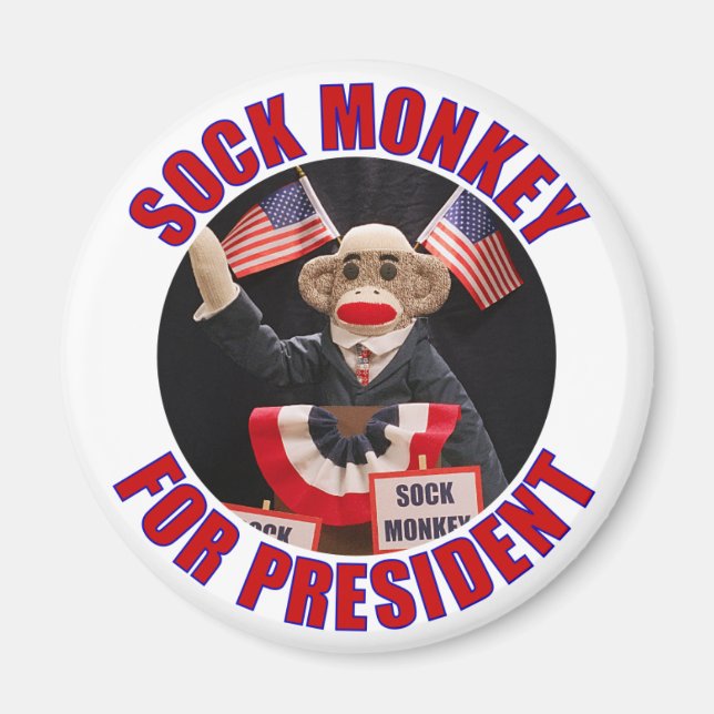 Sock monkey för president Magnet (Framsidan)