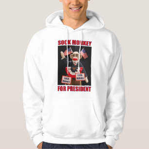 Sock monkey för president vitt hoodie