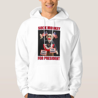 Sock monkey för president vitt hoodie