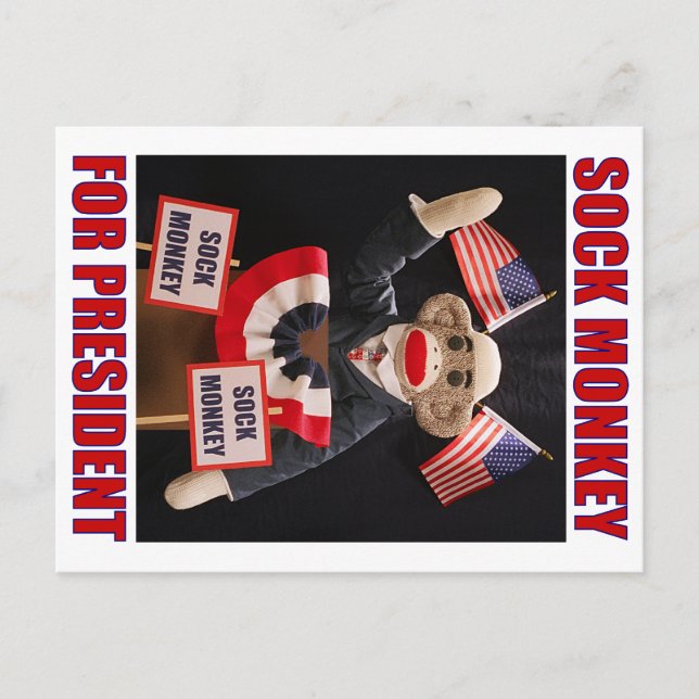 Sock monkey för president vykort (Framsida)