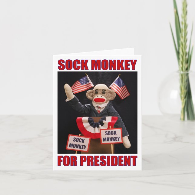 Sock monkey för presidentanteckningskort kort (Framsida)