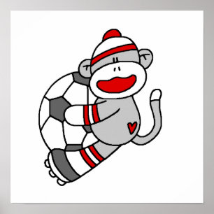 Sock monkey Fotbollar, T-skjortor och presenter Poster
