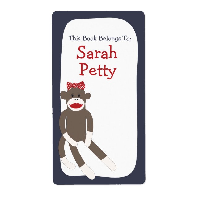 Sock monkey Girl-bokskylt Fraktsedel (Framsidan)