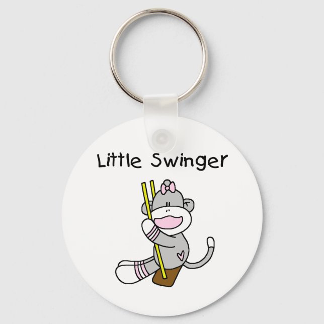 Sock monkey Girl Little Swinger Nyckelring (Framsida)