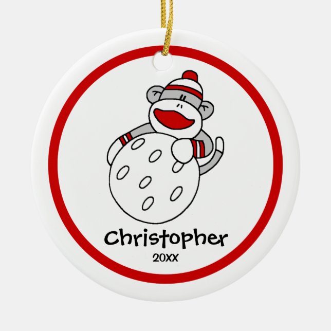 Sock monkey Golf Boy's jul Ornament (Framsidan)