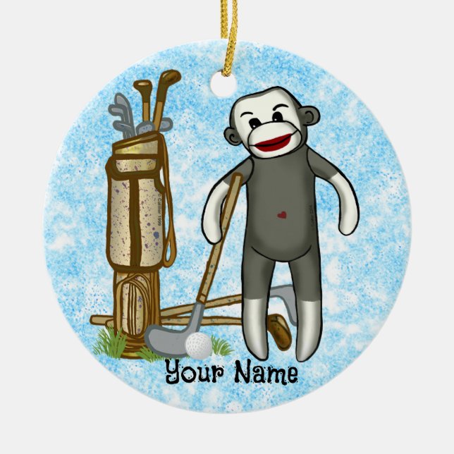 Sock monkey Golfer golf Ornament (Framsidan)
