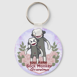 Sock monkey Grandma Nyckelring