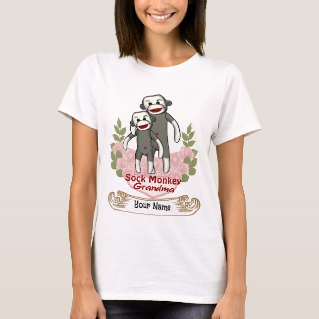 Sock monkey Grandma T-Shirt (Framsida)