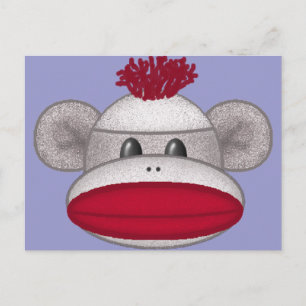 Sock monkey Head Vykort