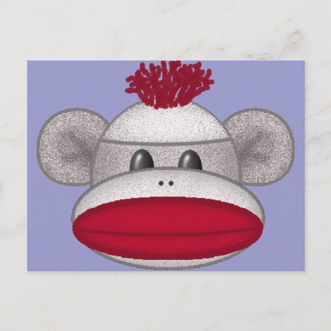 Sock monkey Head Vykort (Framsida)