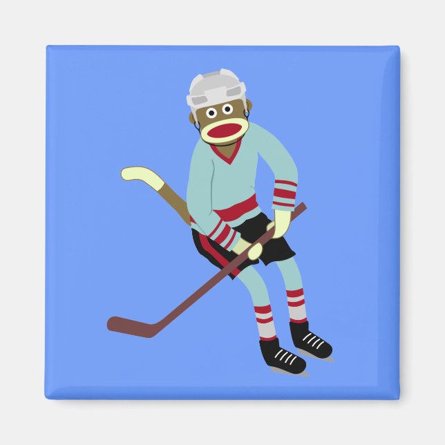 Sock monkey Hockey Player Magnet (Framsidan)