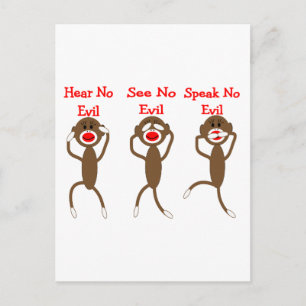 sock monkey—HÖRT, Tala, se INGET EVIL Vykort
