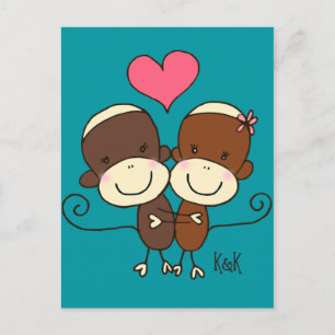 sock monkey Hugz vykort