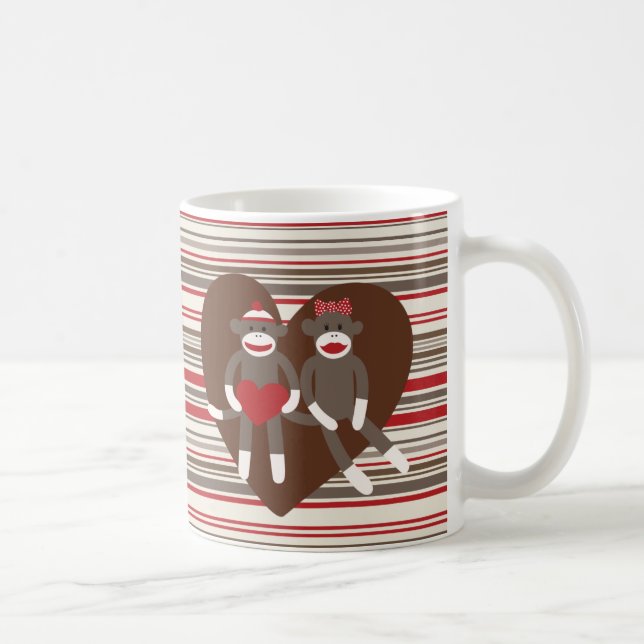 sock monkey i Kärlek Alla hjärtans hjärtgåvor Kaffemugg (Höger)