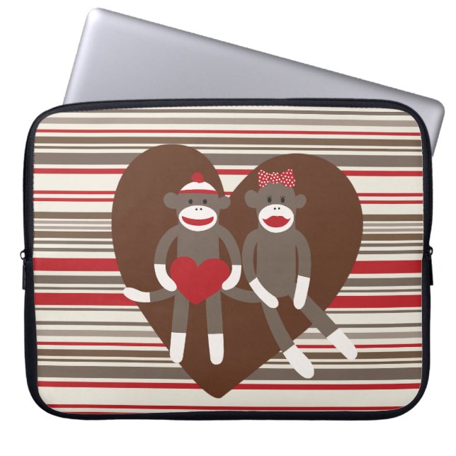 sock monkey i Kärlek Alla hjärtans hjärtgåvor Laptop Sleeve (Framsidan)