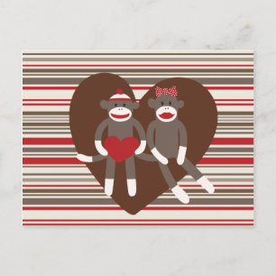 Sock monkey i Kärlek Alla hjärtans hjärtgåvor på d Helg Vykort