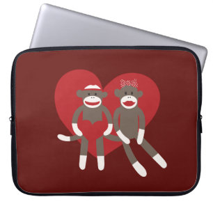 sock monkey i Kärlek Hearts Alla hjärtans dagskorg Laptop Fodral