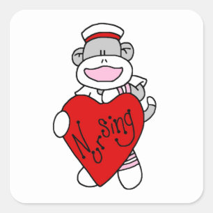 Sock monkey I Kärlek, T-tröjor och presenter Fyrkantigt Klistermärke